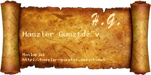 Haszler Gusztáv névjegykártya
